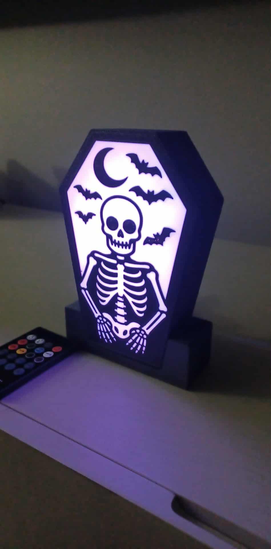 Orange Moon Skeleton LED light box – custom 3D printed – Lit Layer Creations